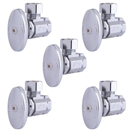 HAUSEN 1/2 in. FIP Inlet x 1/2 in. O.D. Compression Outlet Multi-Turn Angle Valve, 5PK HA-SS113-5